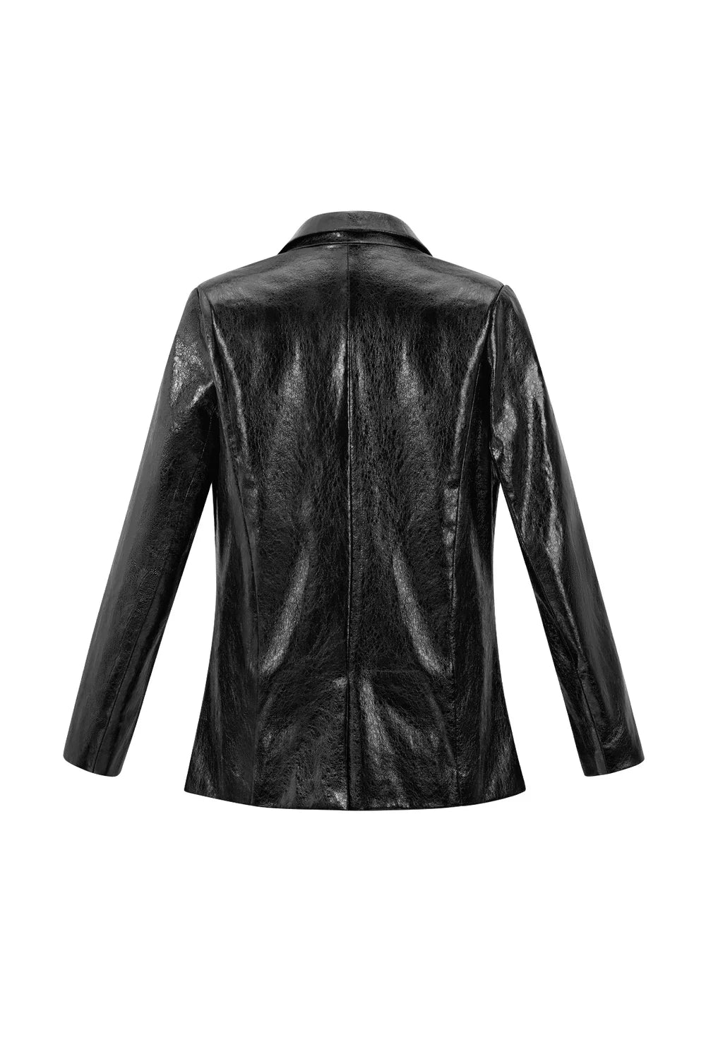 PU Leather Women's Blazer Set Shiny Finish