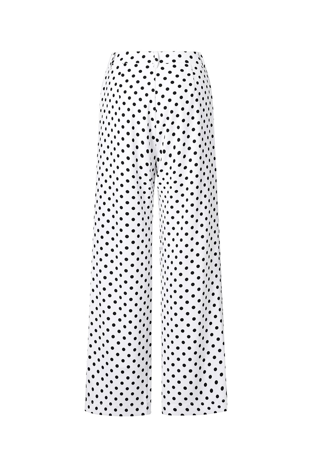 Woven Polyester Fiber Women's Straight Pants Elegant Polka Dots