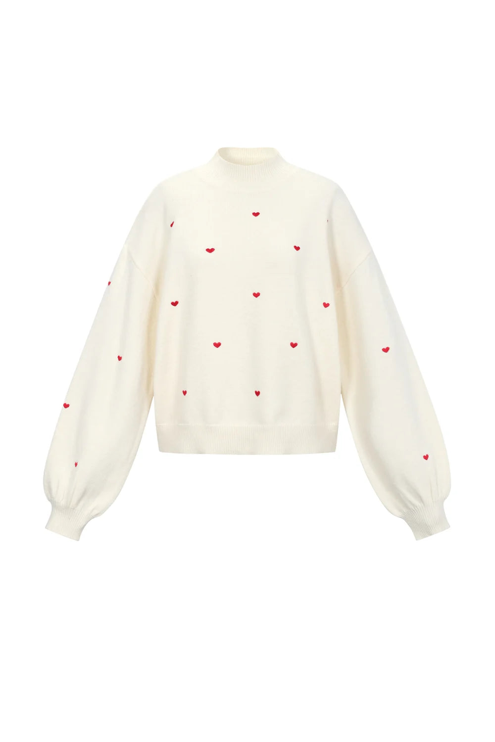 Knitted sweater with hearts