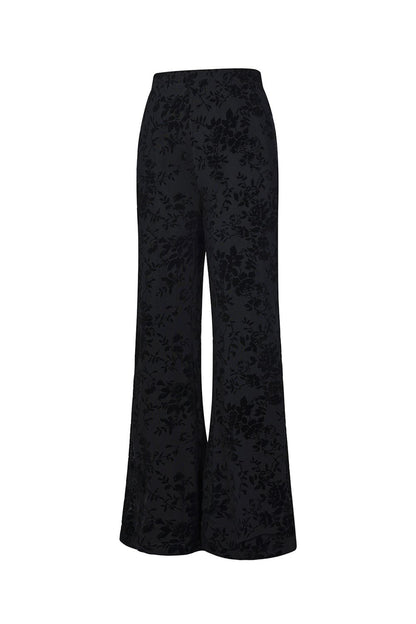 Mesh pants with suede floral print – designed to match