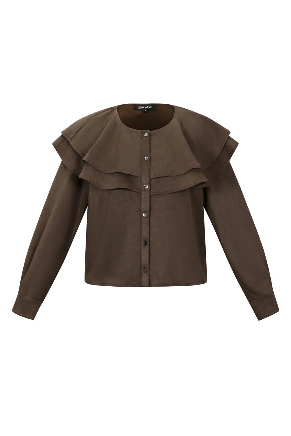 Woven Polyester Fiber Women's Blouse Elegant Ruffle Trim