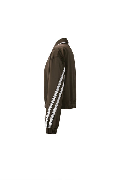 Woven Polyester Fiber Women's Jacket Sporty Color Clash 2-piece Set