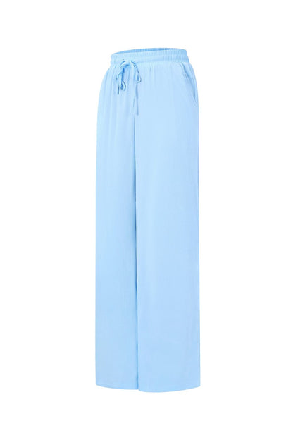 Woven Polyester Women's Straight Pants Casual Solid Color Spring/Summer