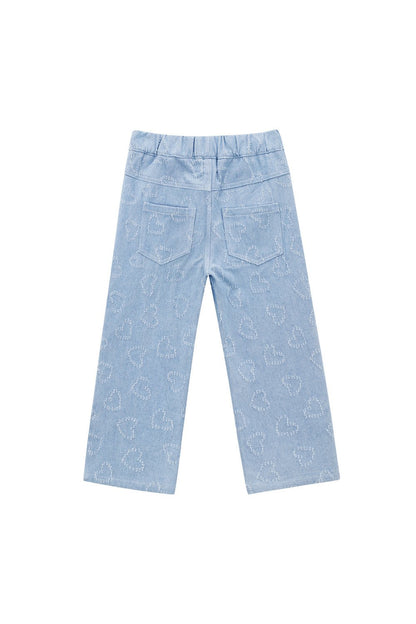 Cotton Denim Women's Straight Leg Pants Casual Light Blue