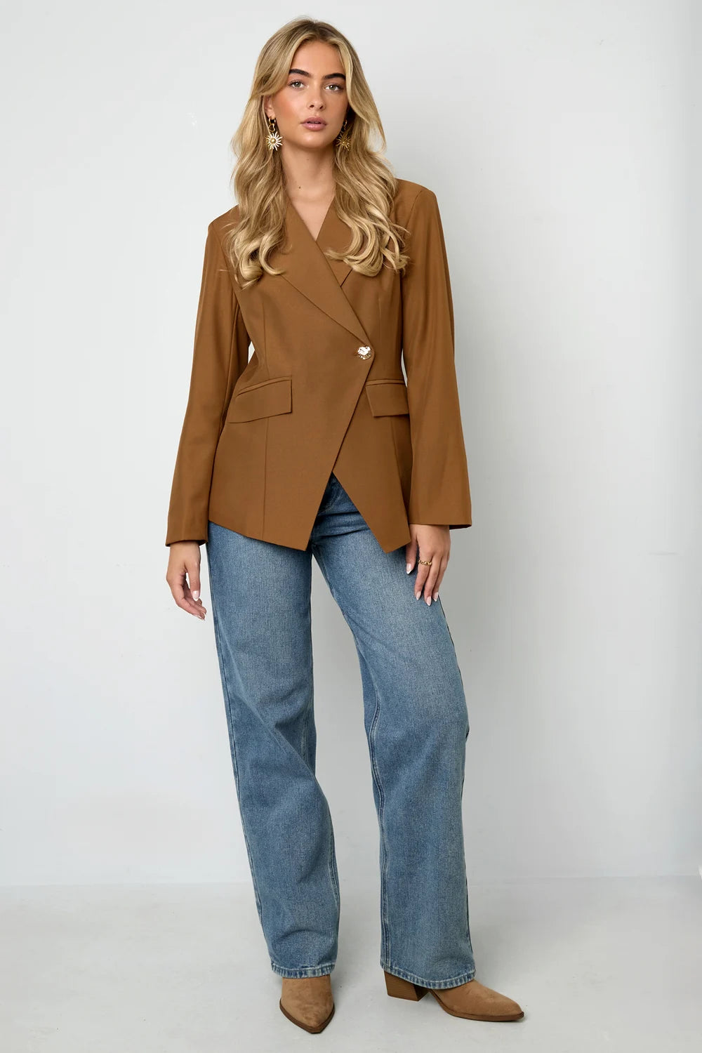 Woven Polyester Fiber Women's Suit Set Elegant Solid Color Fall/Winter