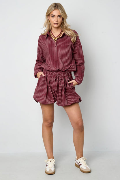 Woven Cotton Women's Shorts Casual Stripes