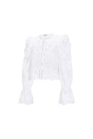 Cotton Woven Women's Long Sleeve Top Casual Cutout