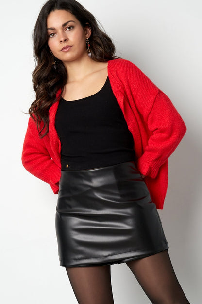 PU Woven Mini Skirt Casual Solid Color