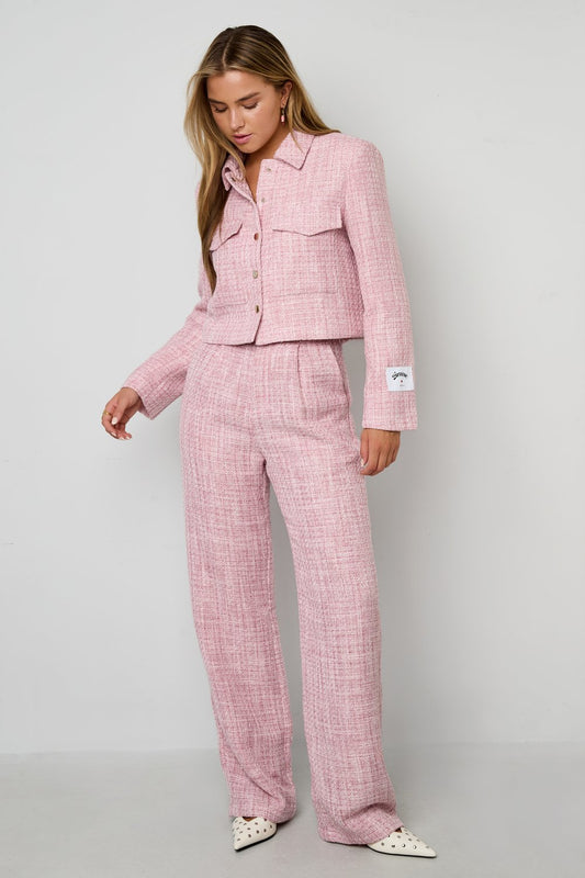 Woven Polyester Fiber Women's Straight Pants Elegant Checkered Fall/Winter