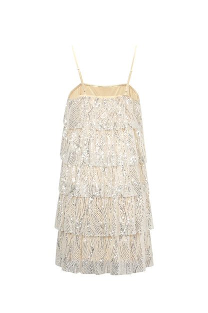 Woven Polyester Fiber Women's Mini Dress Elegant Sequins
