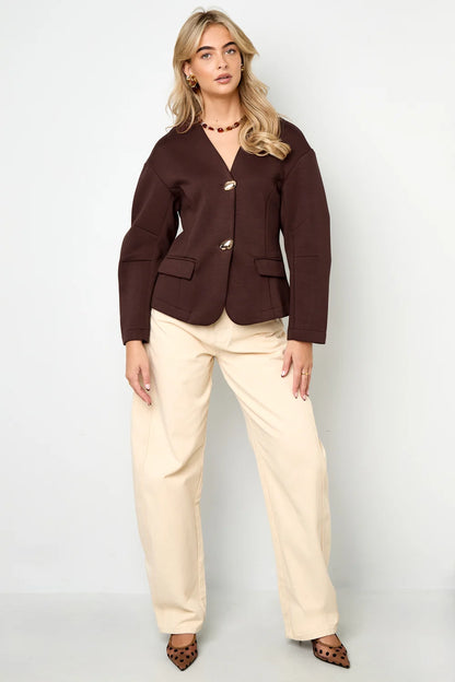 Woven Polyester Fiber Women's Suit Set Elegant Solid Color Fall/Winter