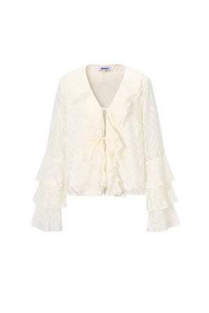 Woven Polyester Fiber Women's Long Sleeve Tops Elegant Botanical