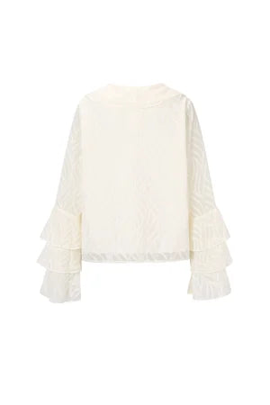 Woven Polyester Fiber Women's Long Sleeve Tops Elegant Botanical