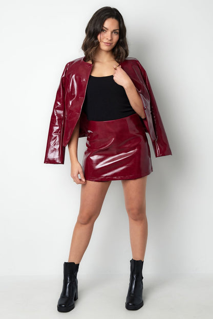 PU Woven Mini Skirt Casual Solid Color