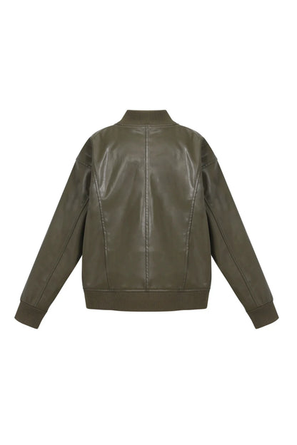 Woven Polyester Fiber Women's Bomber Jacket Fall/Winter Street Style
