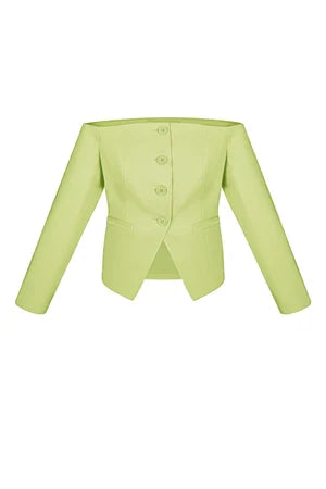Polyester Women's Off-Shoulder Long Sleeve Top Buttoned Front Design