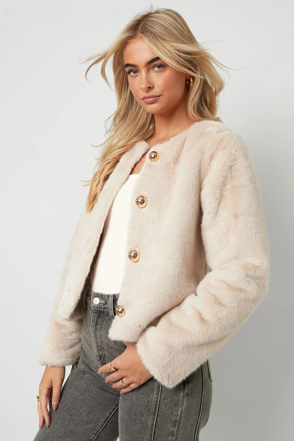 Woven Polyester Fiber Women's Jacket Elegant Solid Color Fall/Winter