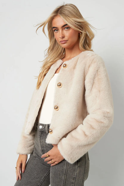 Woven Polyester Fiber Women's Jacket Elegant Solid Color Fall/Winter