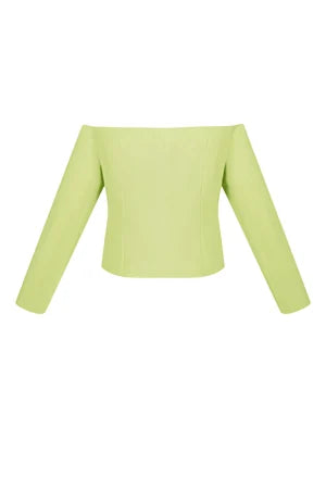 Polyester Women's Off-Shoulder Long Sleeve Top Buttoned Front Design