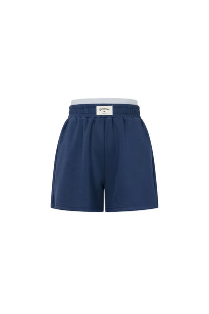 Knitted Polyester Fiber Women's Casual Shorts Sporty Solid Color