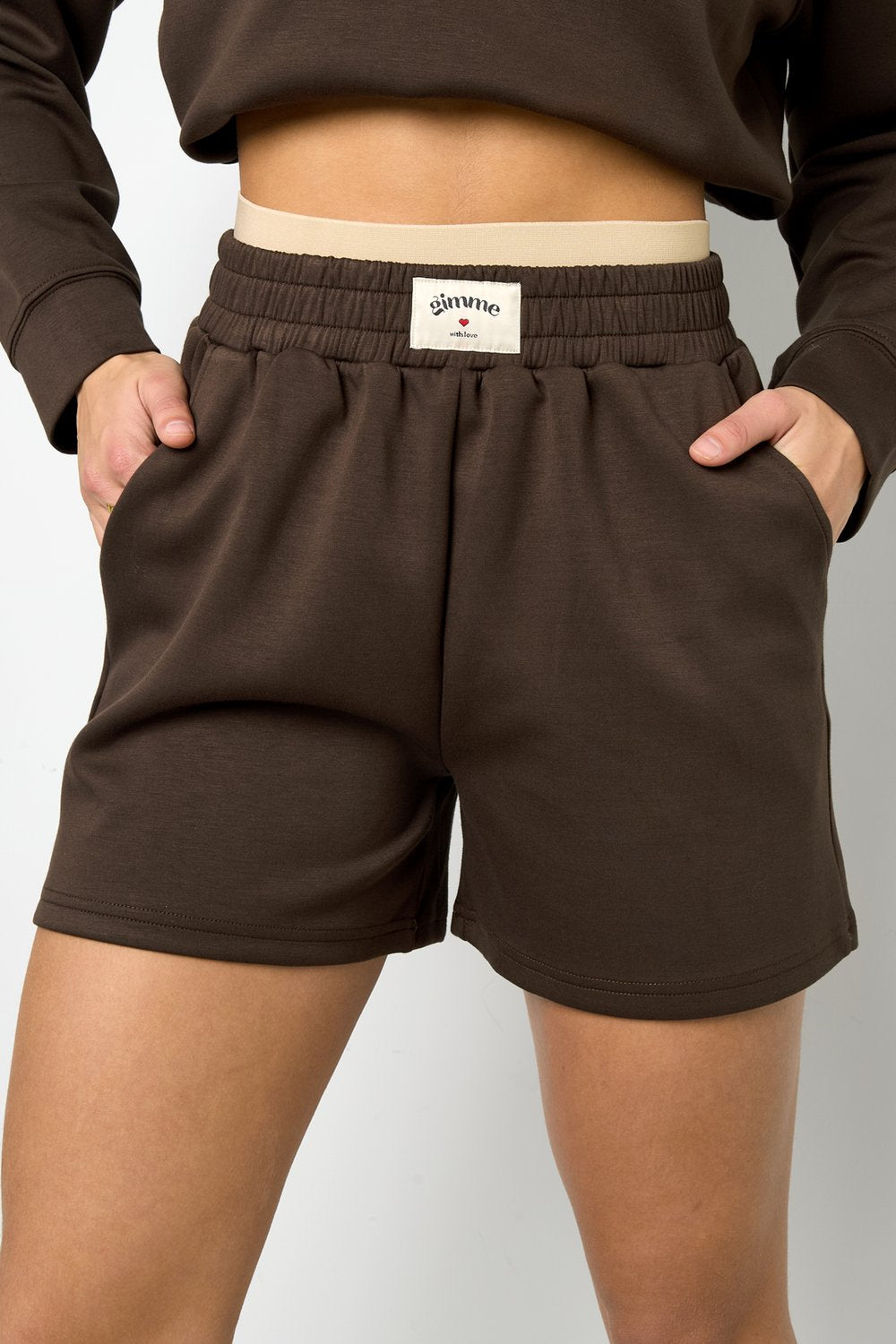 Knitted Polyester Fiber Women's Casual Shorts Sporty Solid Color