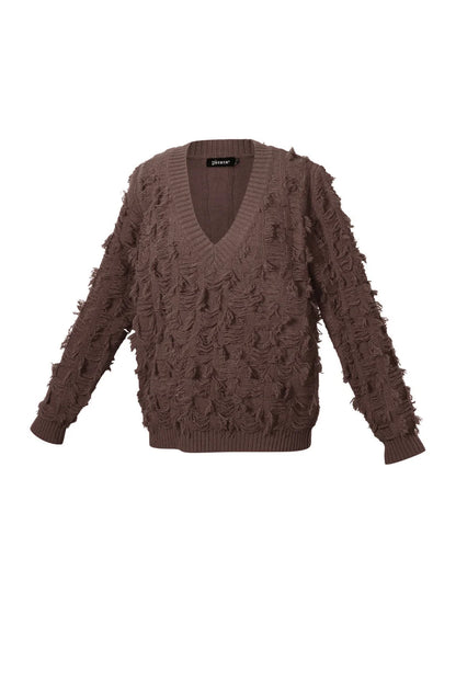 V sweater with fringes