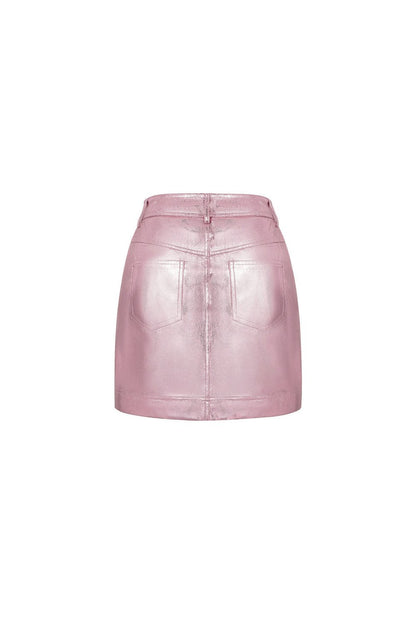 PU Mini Skirt Sexy Solid Color Spring/Summer