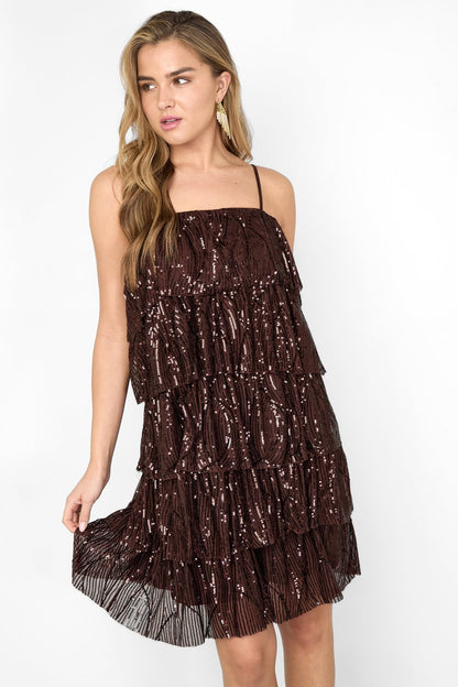 Woven Polyester Fiber Women's Mini Dress Elegant Sequins