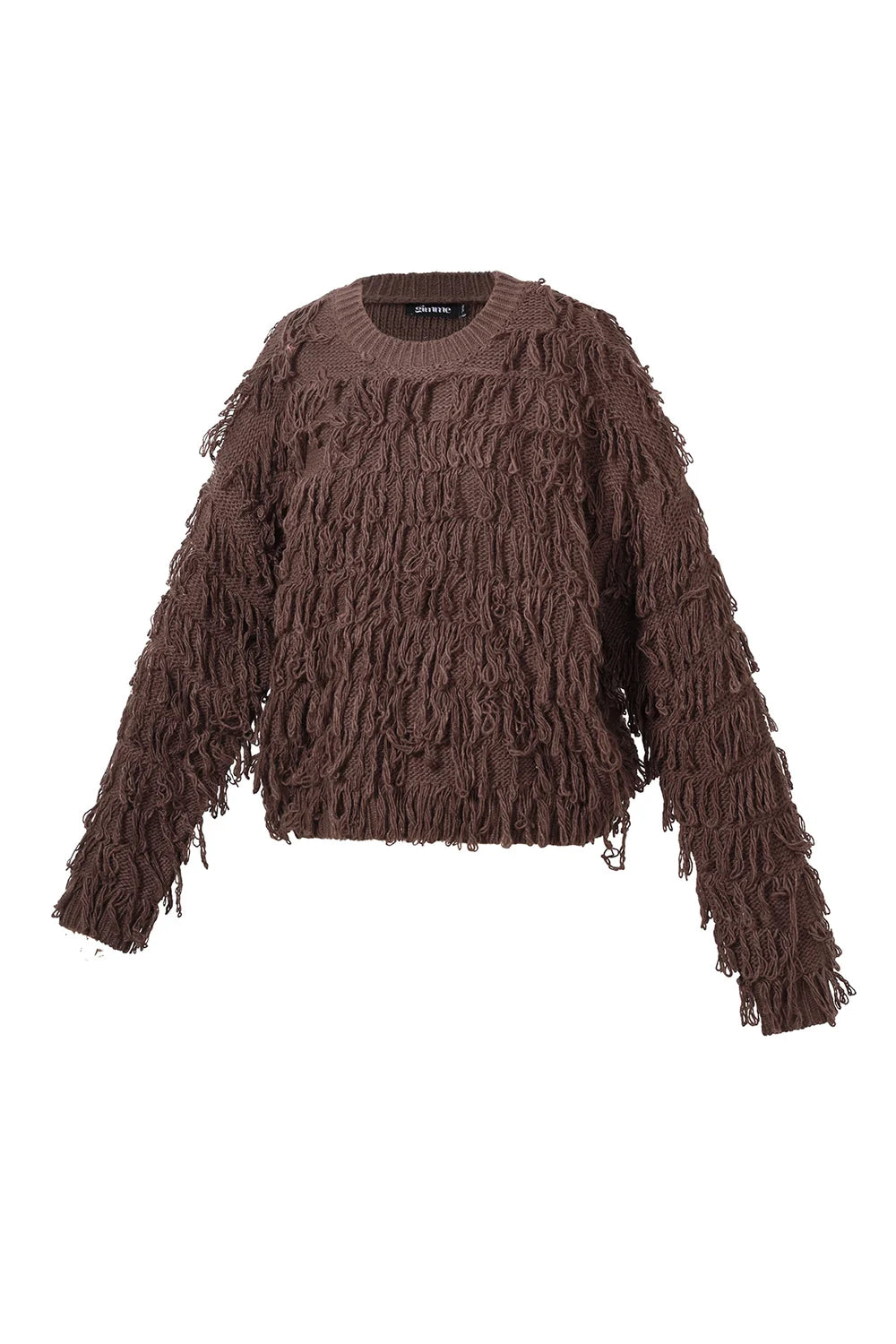 Knitted sweater with fringes