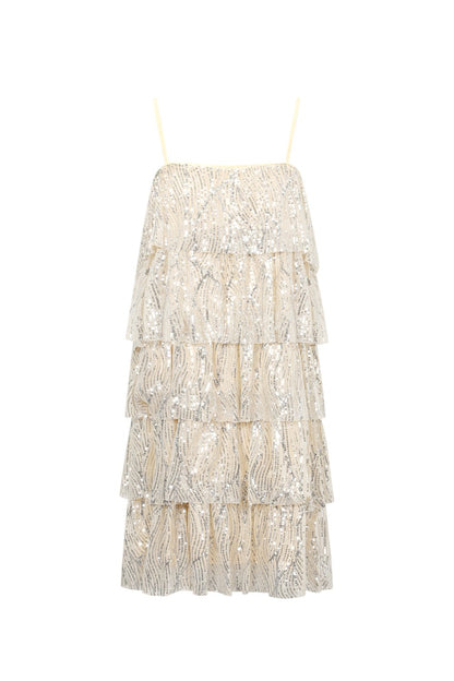 Woven Polyester Fiber Women's Mini Dress Elegant Sequins