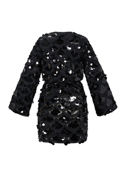 Woven Polyester Fiber Women's Mini Dress Elegant Sequins