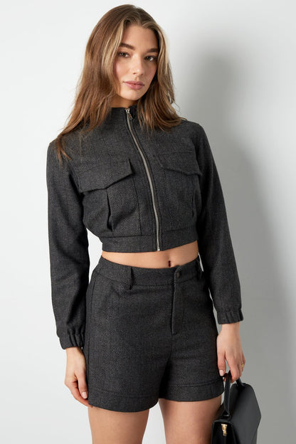 Polyester Women's High-Waisted Shorts Structured Fit