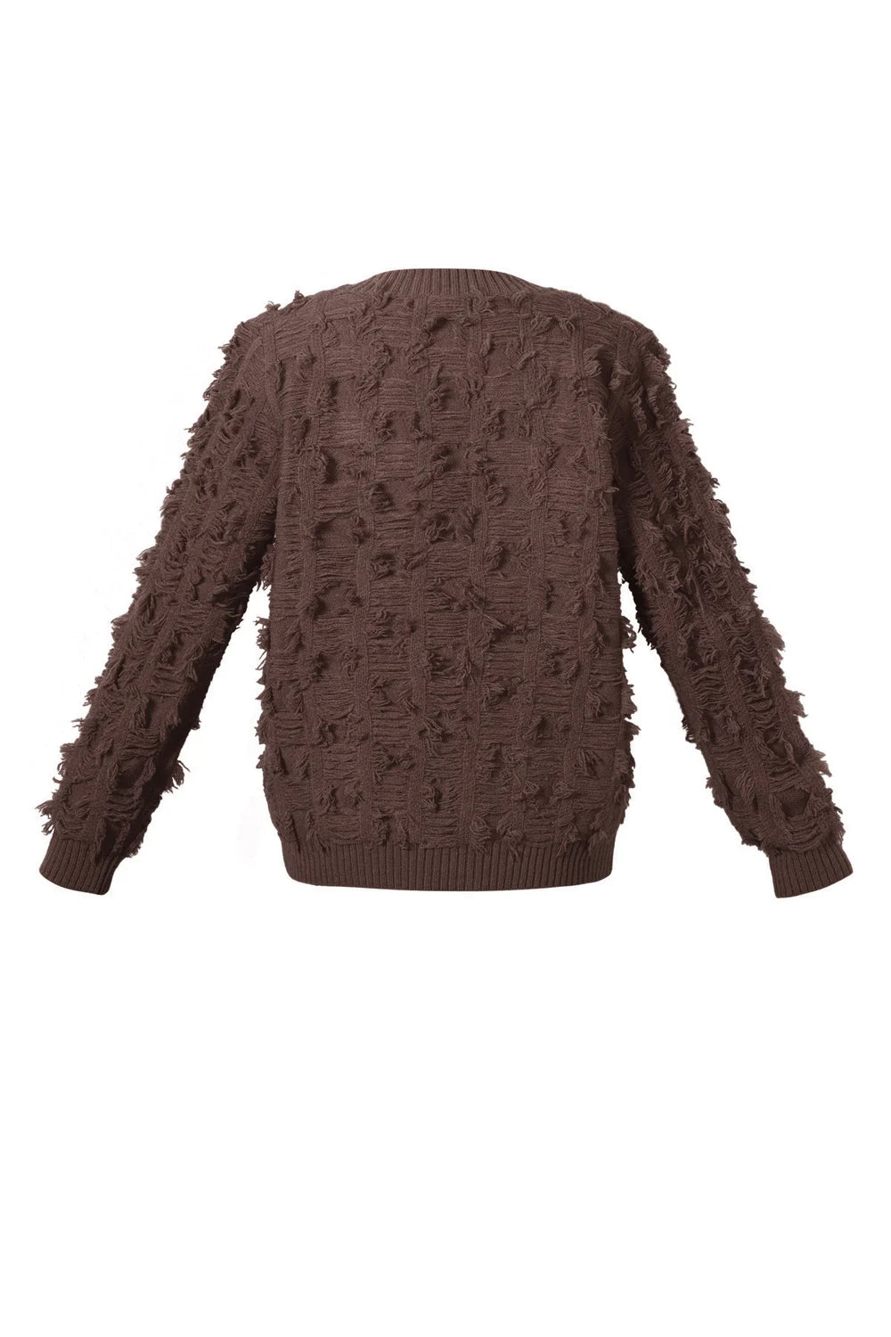 V sweater with fringes