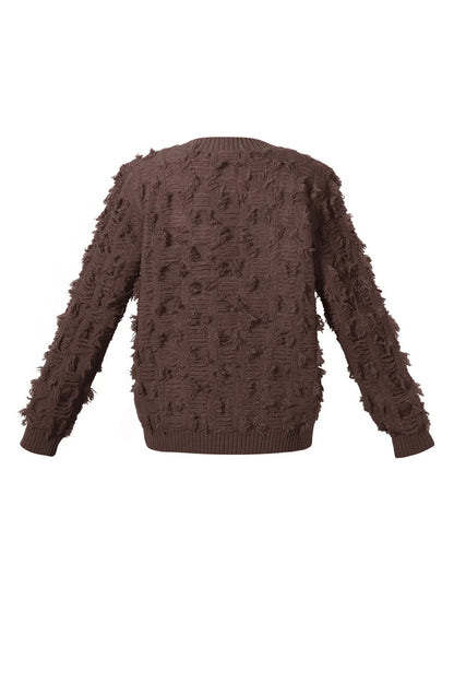 V sweater with fringes