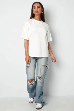 Cotton Knitted Women's T-shirt Casual Solid Color