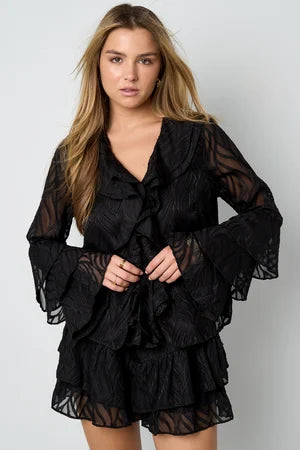 Woven Polyester Fiber Women's Long Sleeve Tops Elegant Botanical
