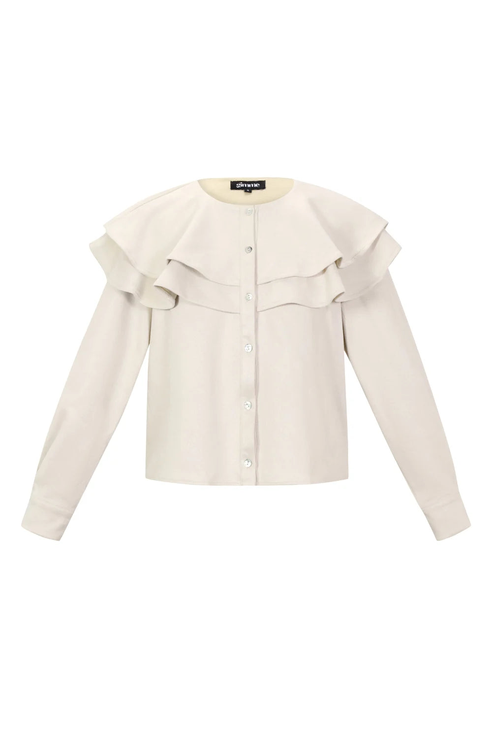 Woven Polyester Fiber Women's Blouse Elegant Ruffle Trim