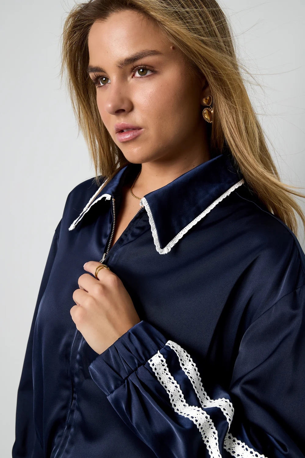 Woven Polyester Fiber Women's Jacket Sporty Color Clash 2-piece Set