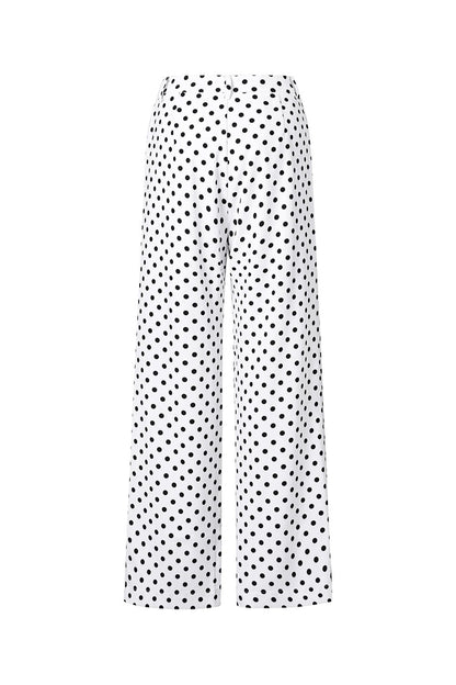 Woven Polyester Fiber Women's Straight Pants Elegant Polka Dots