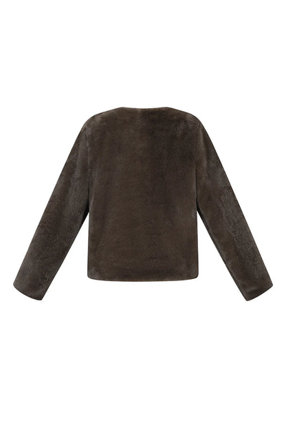 Woven Polyester Fiber Women's Jacket Elegant Solid Color Fall/Winter