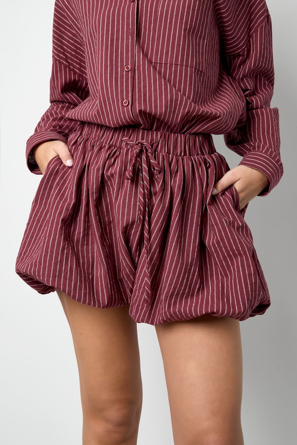 Woven Cotton Women's Shorts Casual Stripes