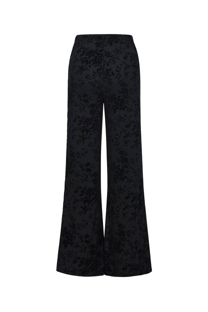 Mesh pants with suede floral print – designed to match