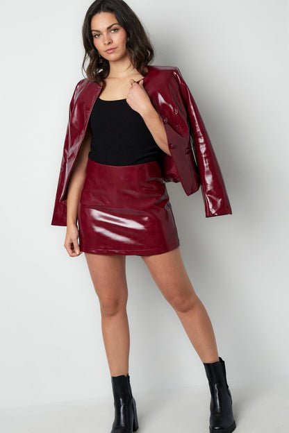 PU Woven Mini Skirt Casual Solid Color