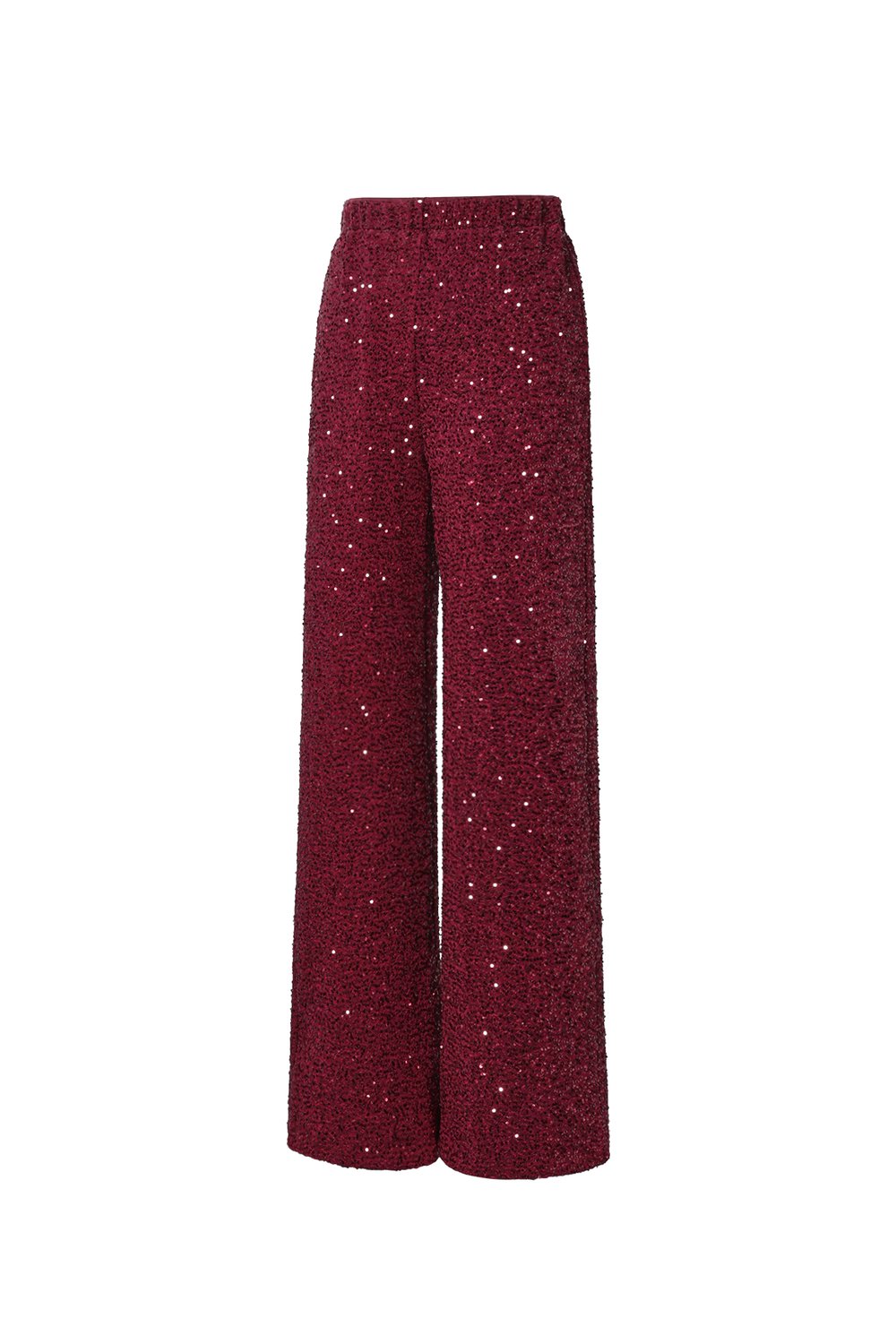 Woven Polyester Fiber Women's Straight Pants Elegant Sequins