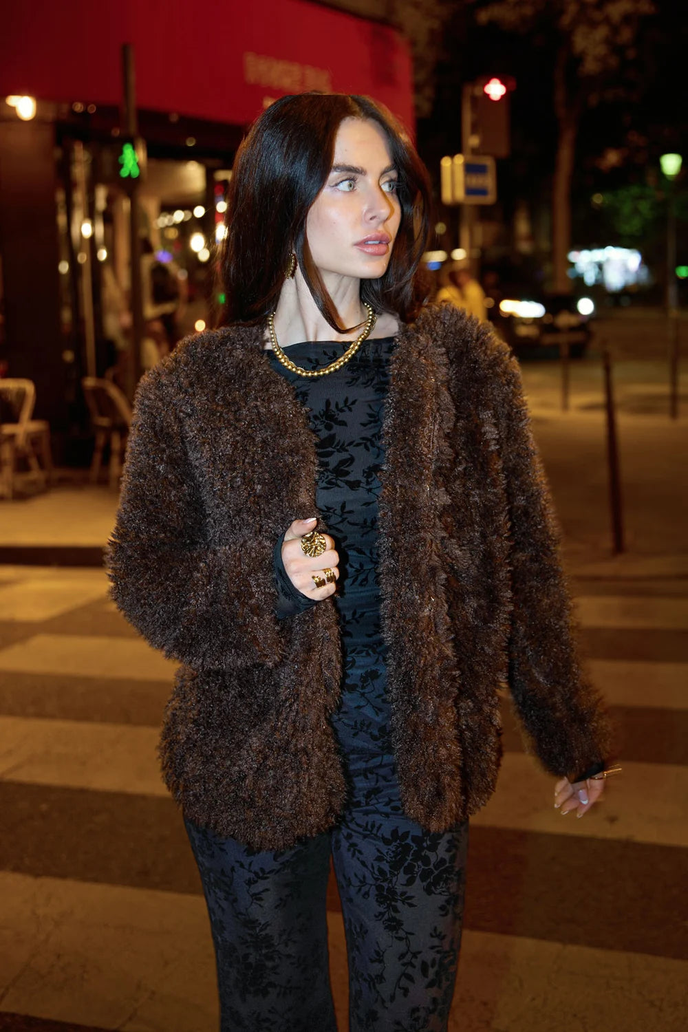 Woven Polyester Fiber Women's Jacket Elegant Solid Color Fall/Winter