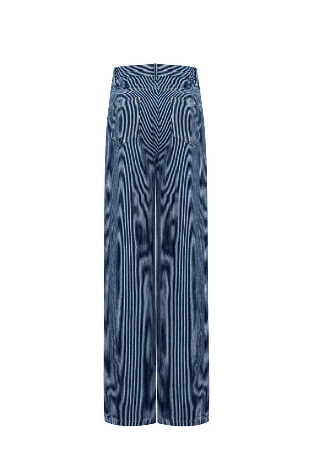 Woven Cotton Women's Straight Leg Pants Casual Stripes