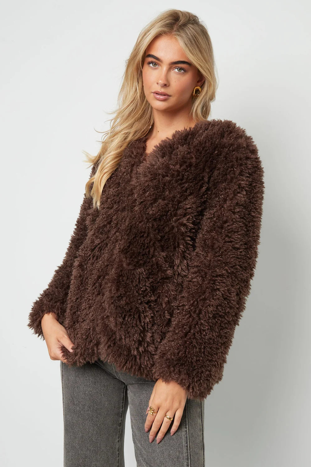 Woven Polyester Fiber Women's Jacket Elegant Solid Color Fall/Winter