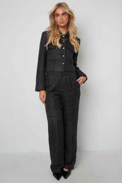 Woven Polyester Fiber Women's Straight Pants Elegant Checkered Fall/Winter