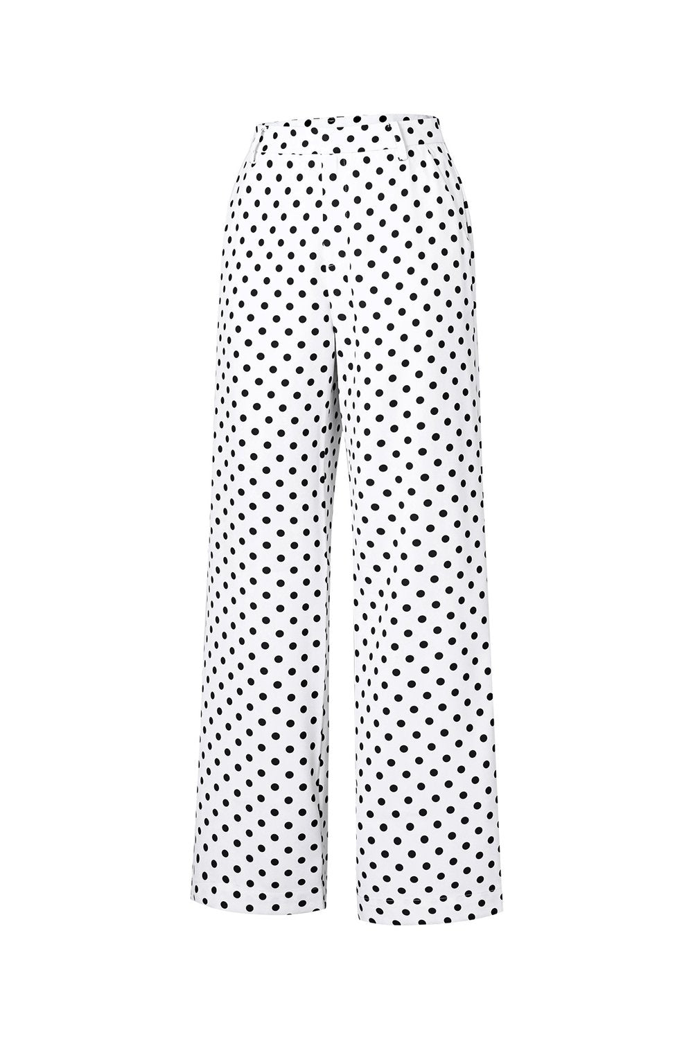 Woven Polyester Fiber Women's Straight Pants Elegant Polka Dots