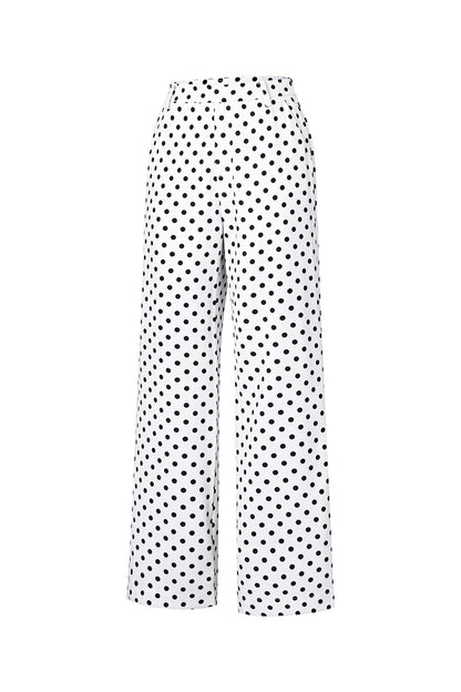 Woven Polyester Fiber Women's Straight Pants Elegant Polka Dots